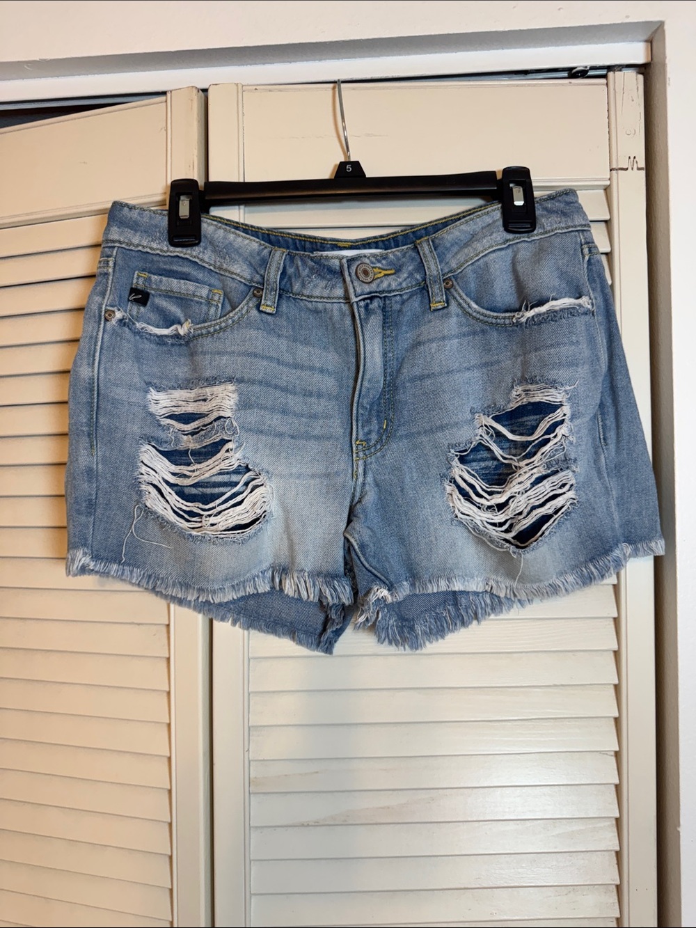 KanCan Light Blue Ripped Denim Jean Shorts